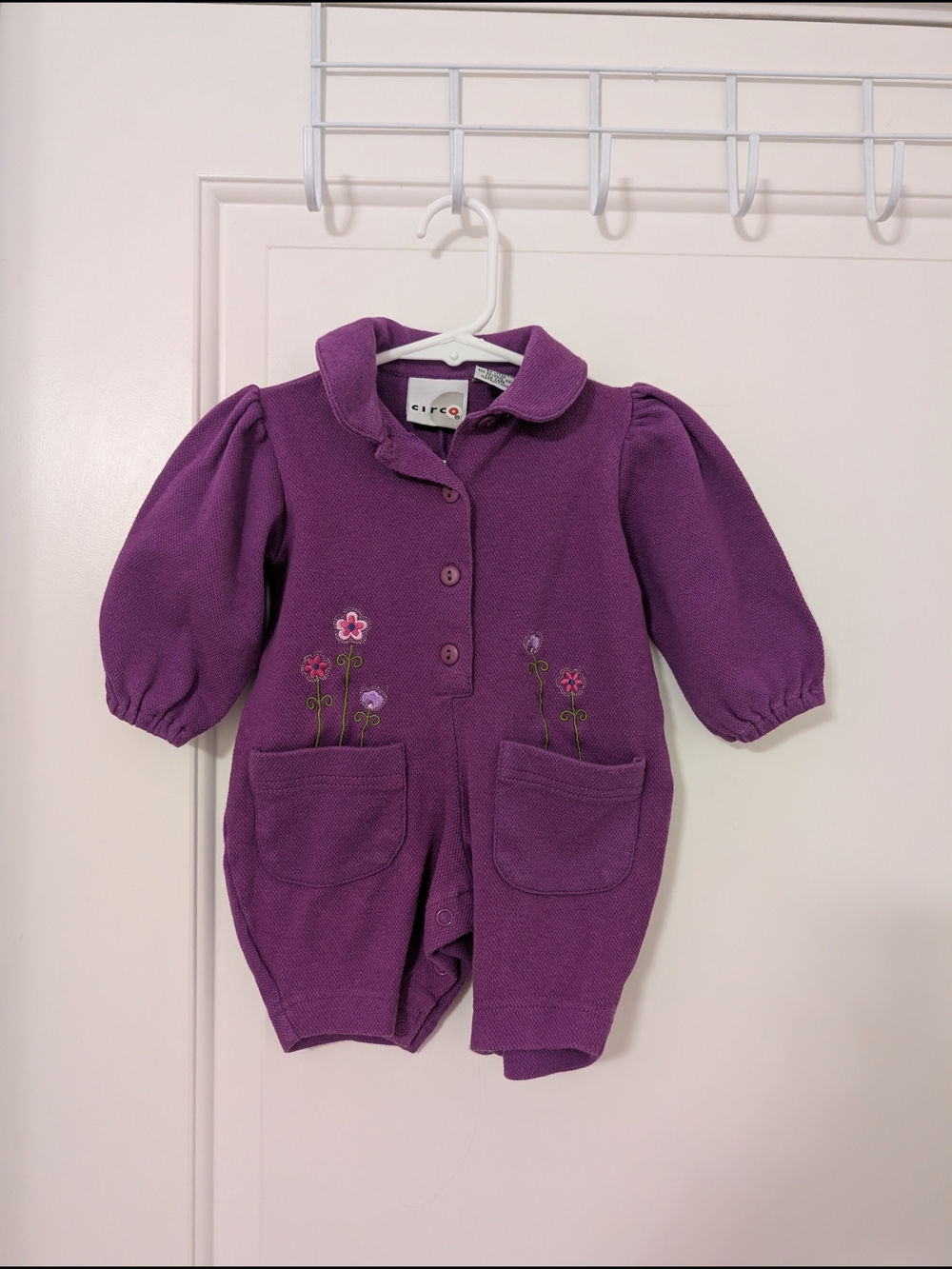 Vintage Circo Purple Floral Embroidered Romper Baby Girl 3-6M